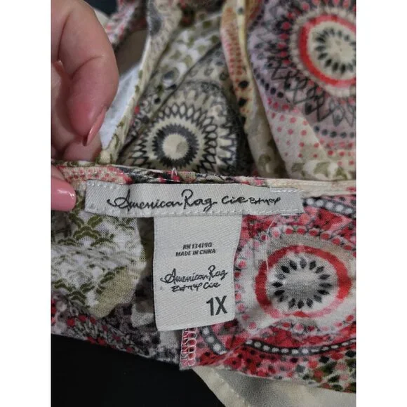 American Rag Women Multicolor Asymmetric Layered Top Plus Size 1X Y2K Fairy Boho - Picture 5 of 9